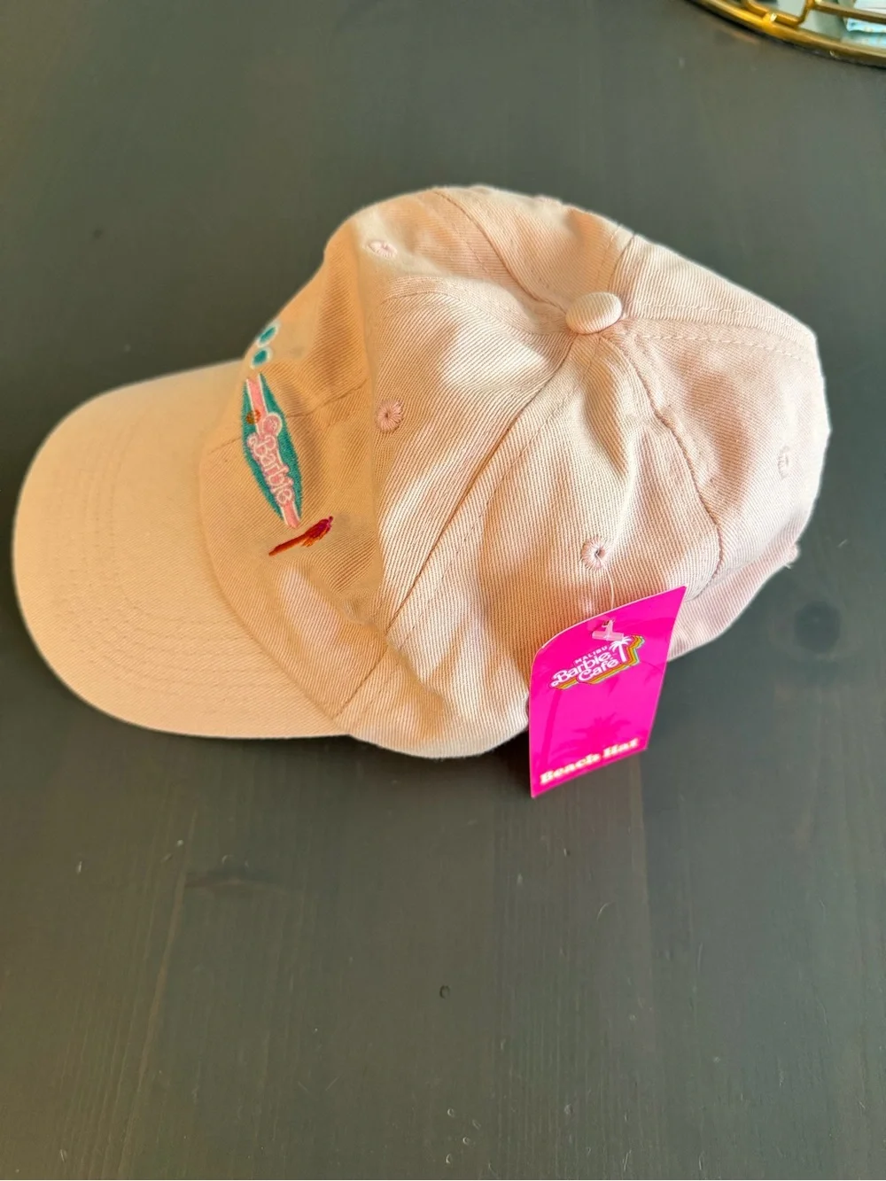 Barbie Light Pink Baseball Cap with Surfboard & Palm Embroidery